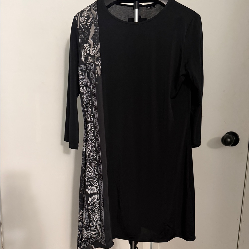 Desigual Black Dress with Gray Paisley Accent